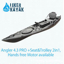 Rotomolded Boat Single Seat Kayak com assento confortável (incluindo carrinho), Motor Disponível